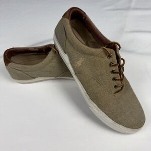 Polo Ralph Lauren Vaughn Burlap‎ Suede Sneakers Mens 11.5 D Khaki Tan Low Top